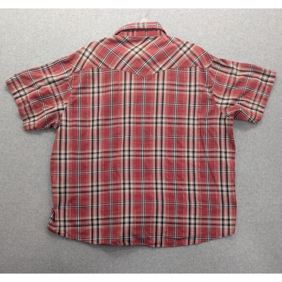 Wrangler Shirt Mens XXL Red Plaid Western Pearl Snap Short Sleeve Cowboy Rodeo - Picture 6 of 9